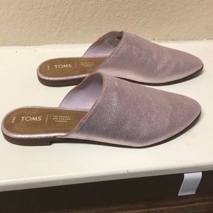 Lavender sparkly Toms mules